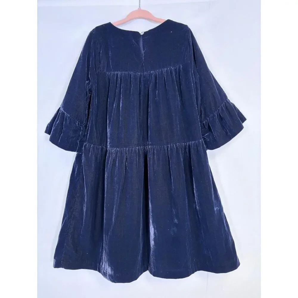 Gymboree Girls Blue Velvet Dress Lined Holiday Party‎ Wedding Size 7